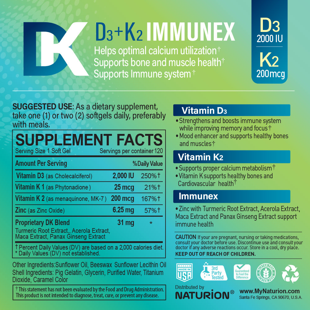 D3+K2 Immunex 120 Softgels